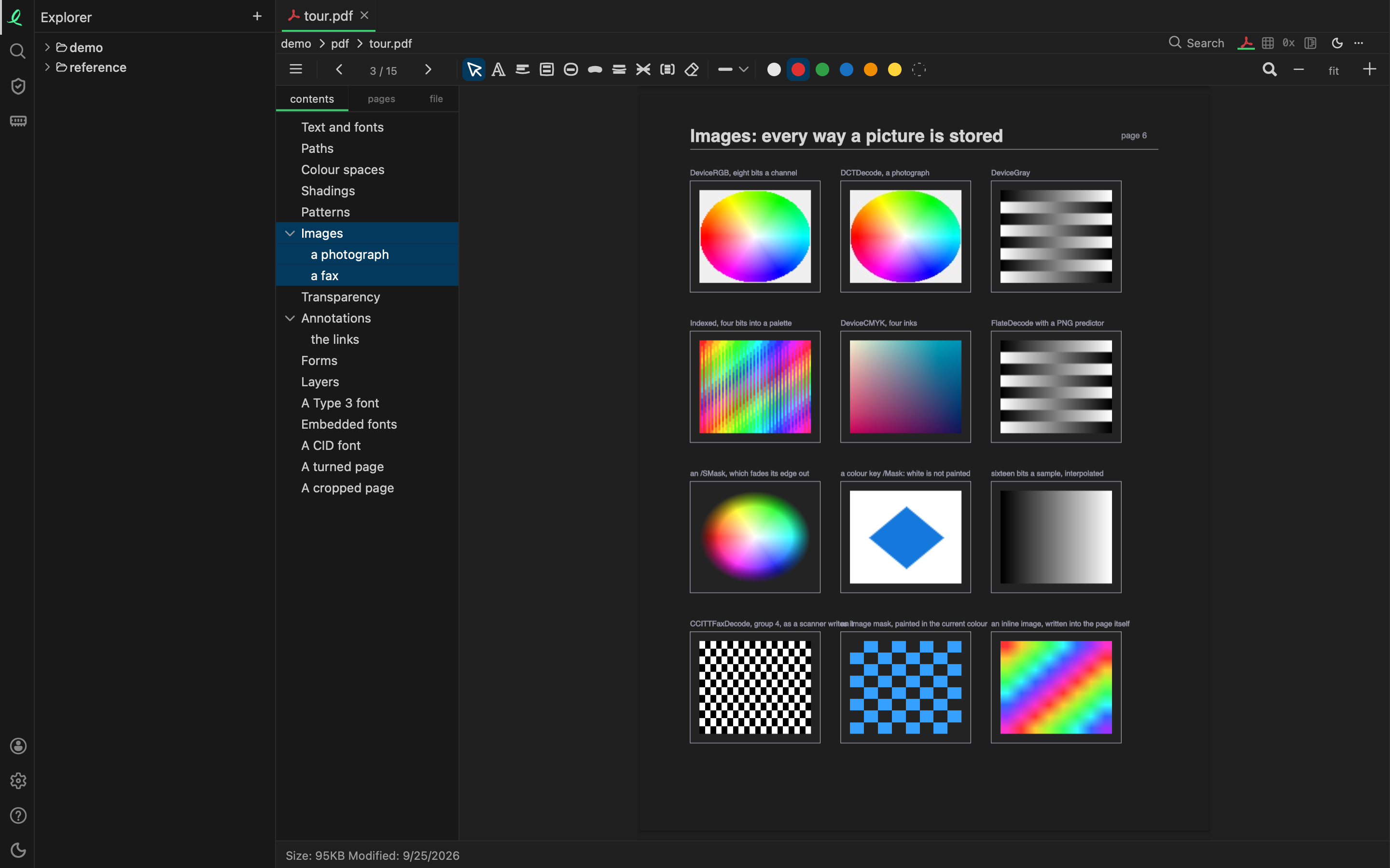 A PDF rendered in the content pane
